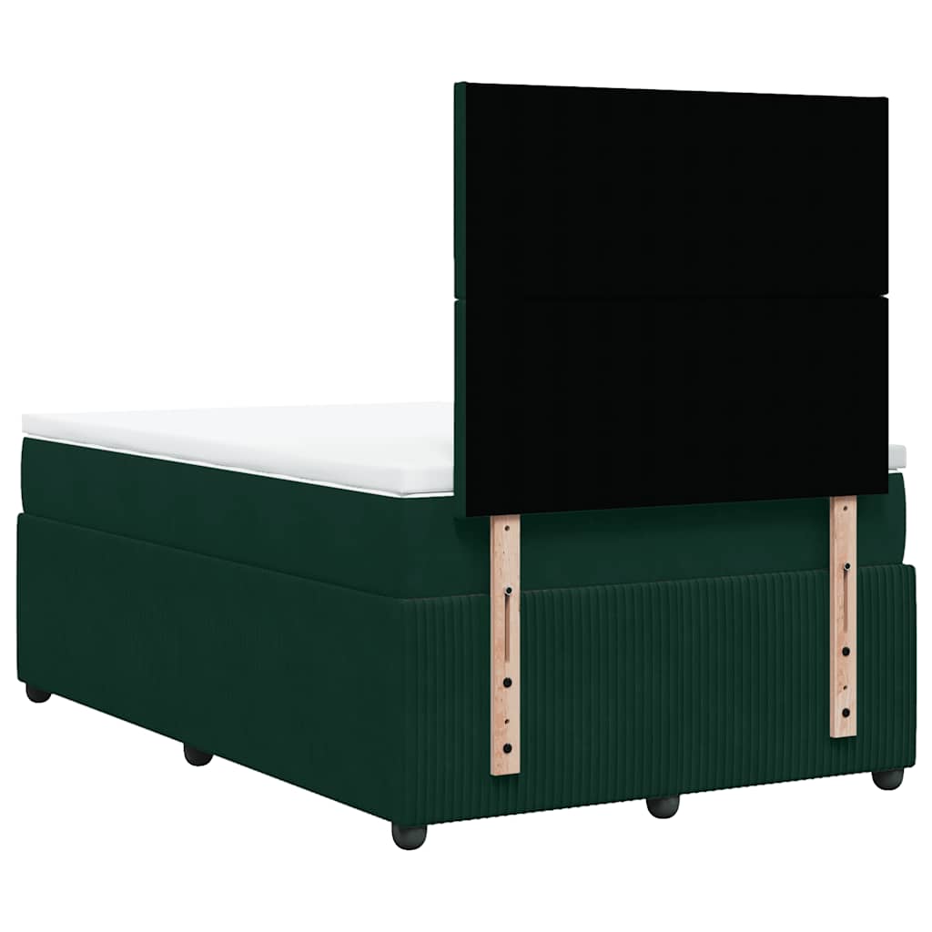 kontinentalseng med madras 120x190 cm velour mørkegrøn