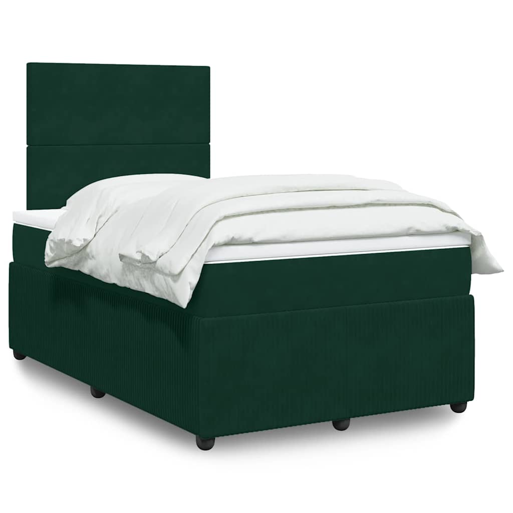 kontinentalseng med madras 120x190 cm velour mørkegrøn