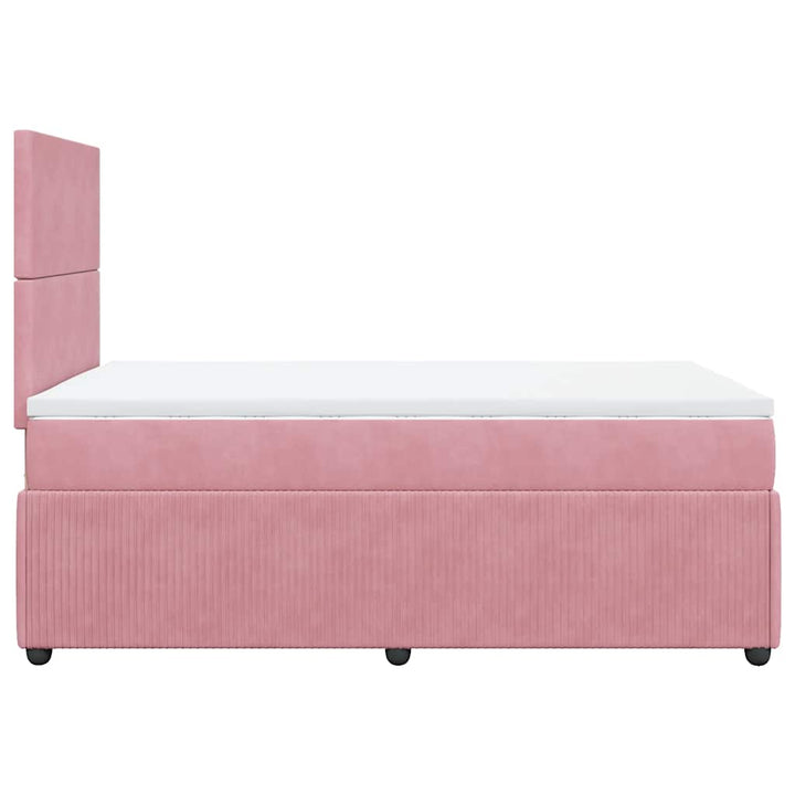 kontinentalseng med madras 120x190 cm velour lyserød