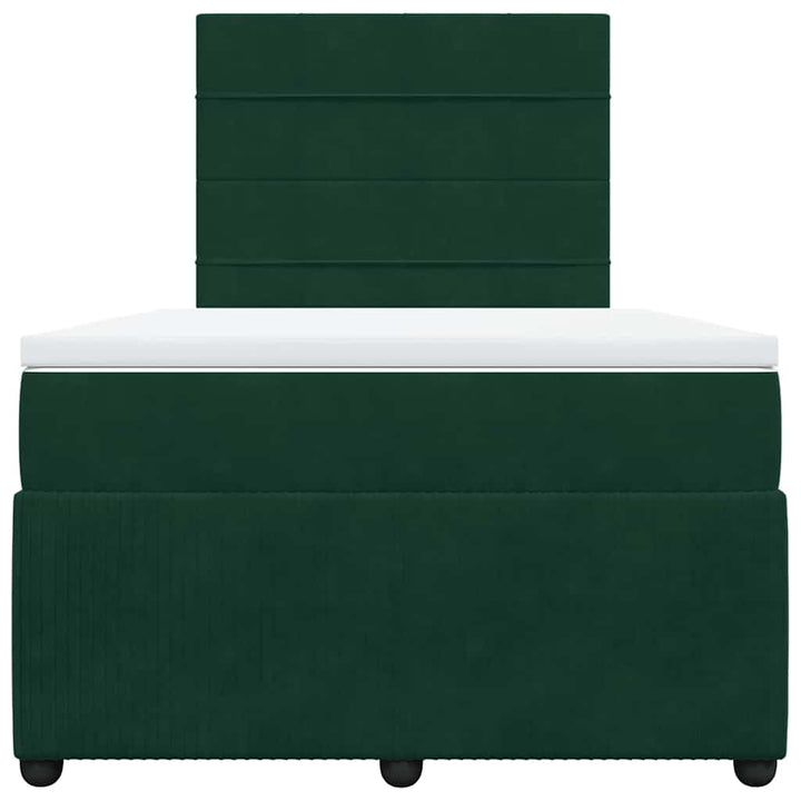 kontinentalseng med madras 120x190 cm velour mørkegrøn