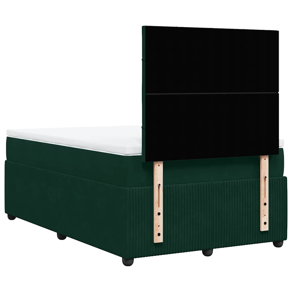 kontinentalseng med madras 120x190 cm velour mørkegrøn