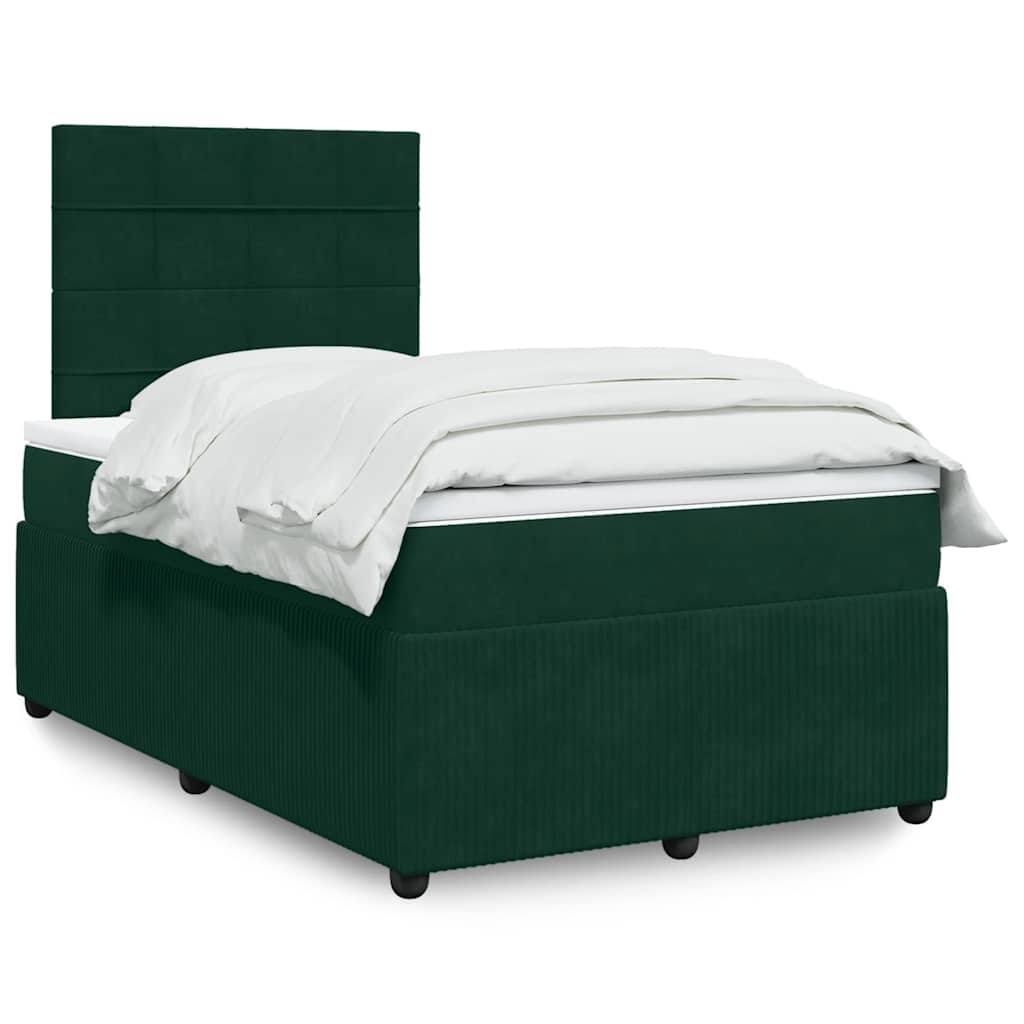 kontinentalseng med madras 120x190 cm velour mørkegrøn