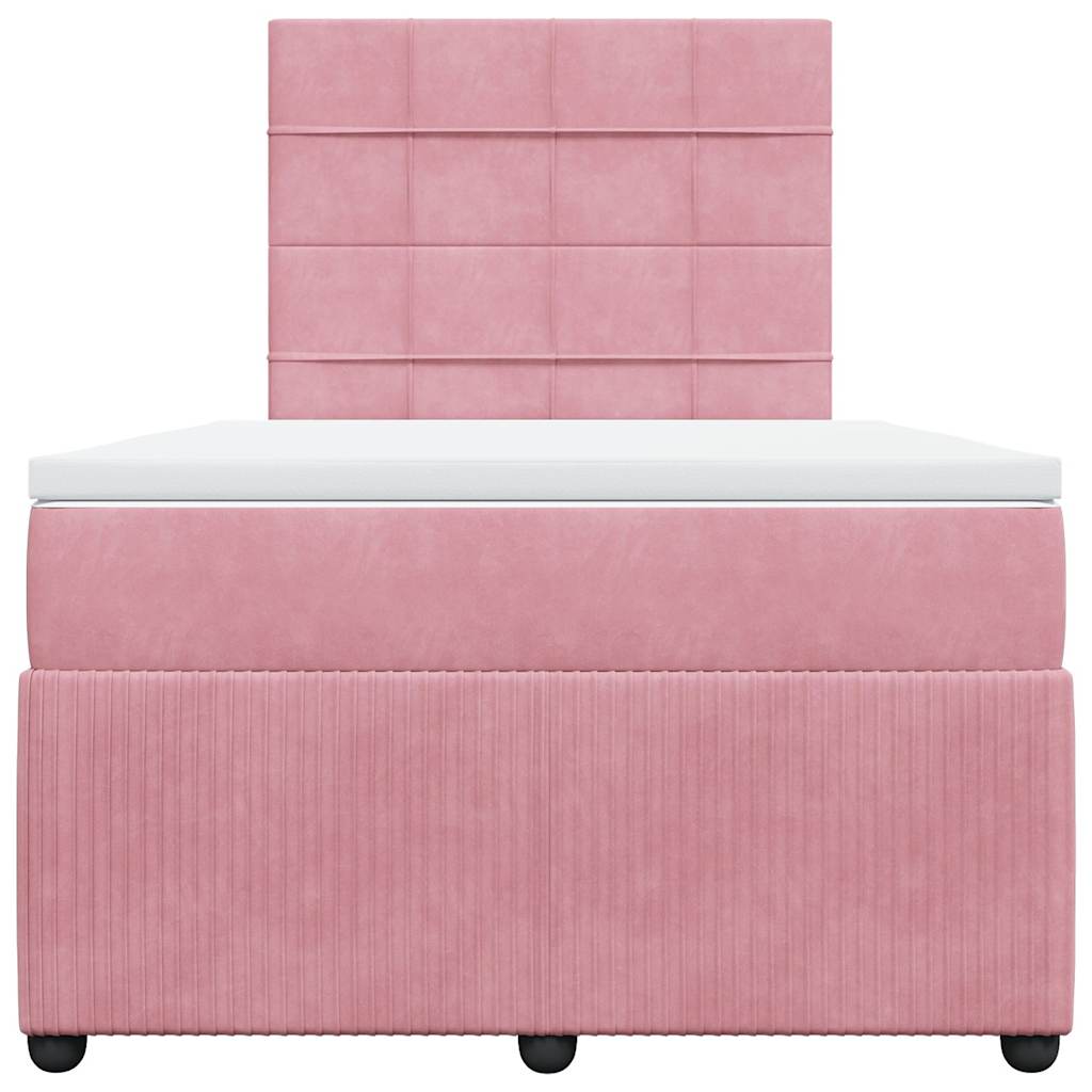 kontinentalseng med madras 120x190 cm velour lyserød