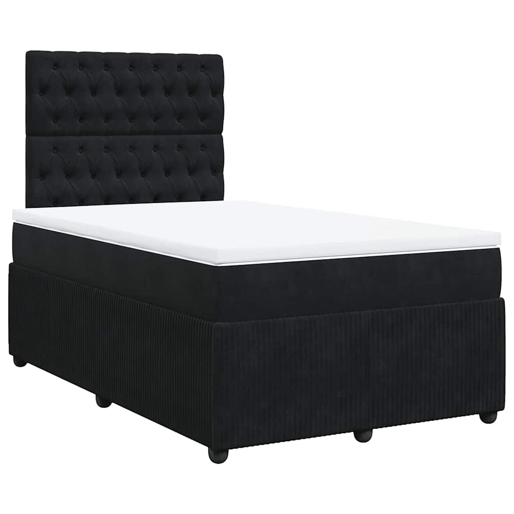 kontinentalseng med madras 120x190 cm velour sort