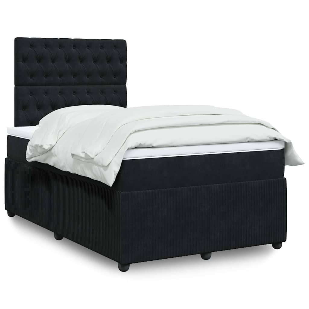 kontinentalseng med madras 120x190 cm velour sort