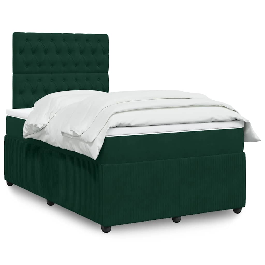 kontinentalseng med madras 120x190 cm velour mørkegrøn