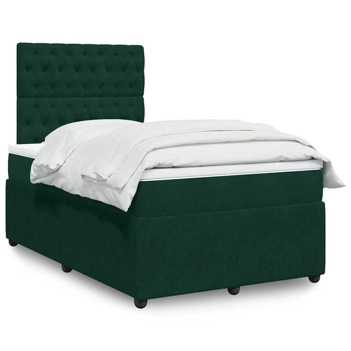 kontinentalseng med madras 120x190 cm velour mørkegrøn