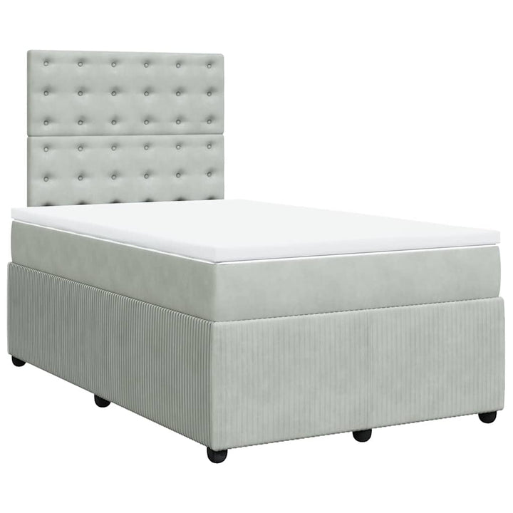 kontinentalseng med madras 120x190 cm velour lysegrå