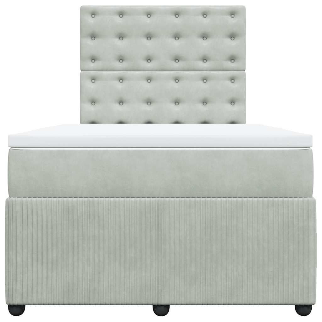 kontinentalseng med madras 120x190 cm velour lysegrå
