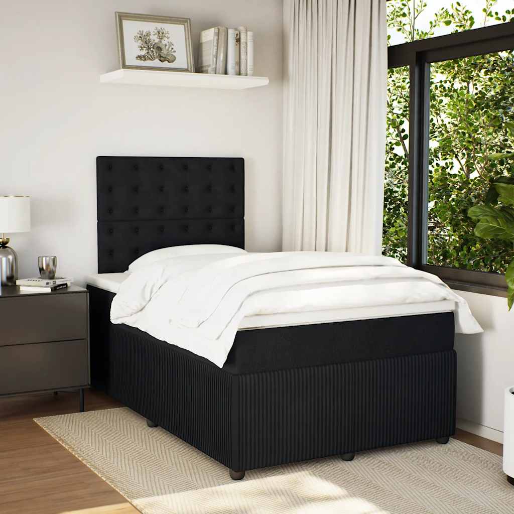 kontinentalseng med madras 120x190 cm velour sort