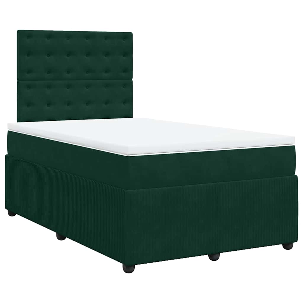 kontinentalseng med madras 120x190 cm velour mørkegrøn