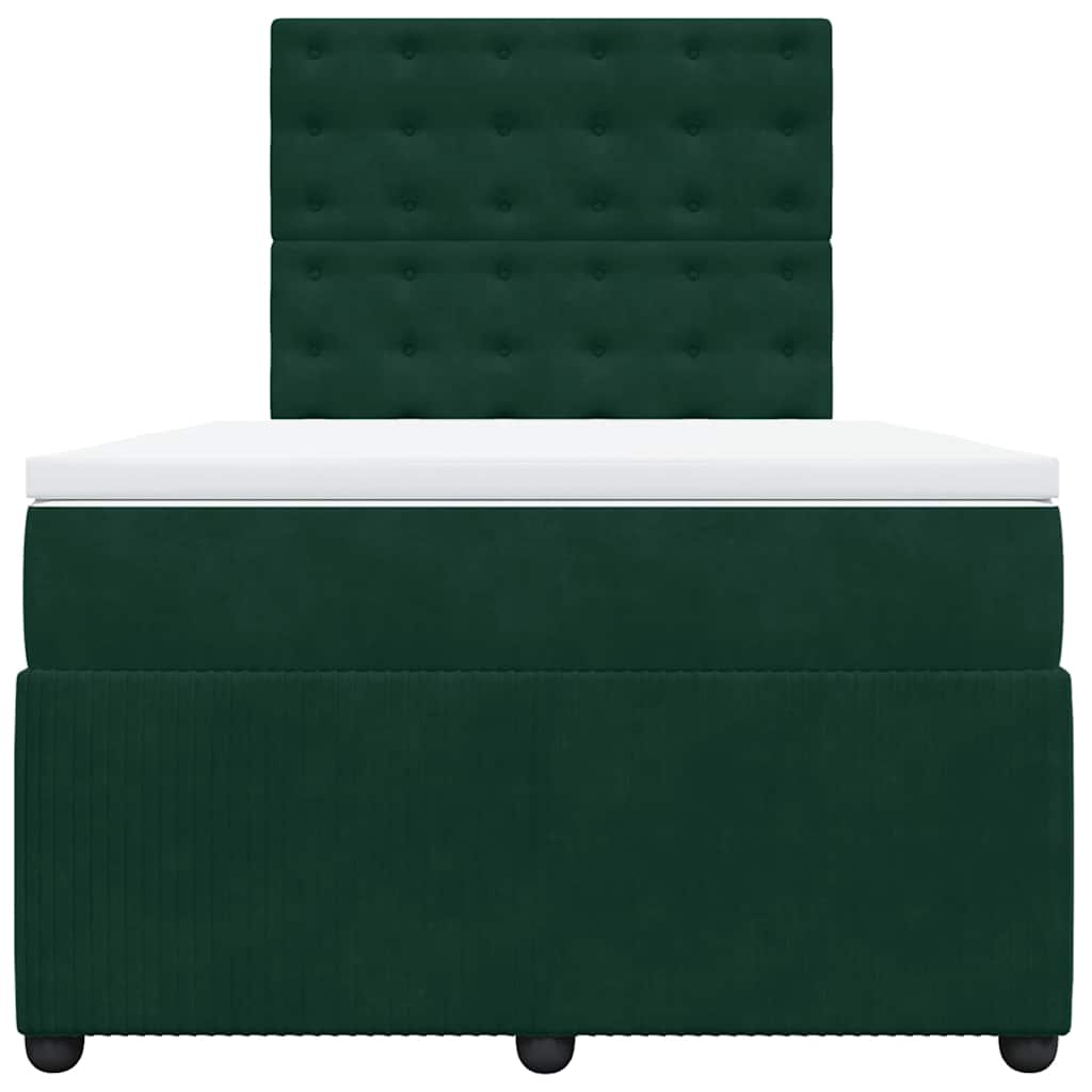 kontinentalseng med madras 120x190 cm velour mørkegrøn