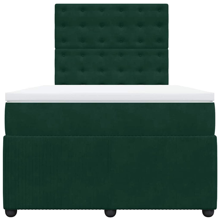 kontinentalseng med madras 120x190 cm velour mørkegrøn