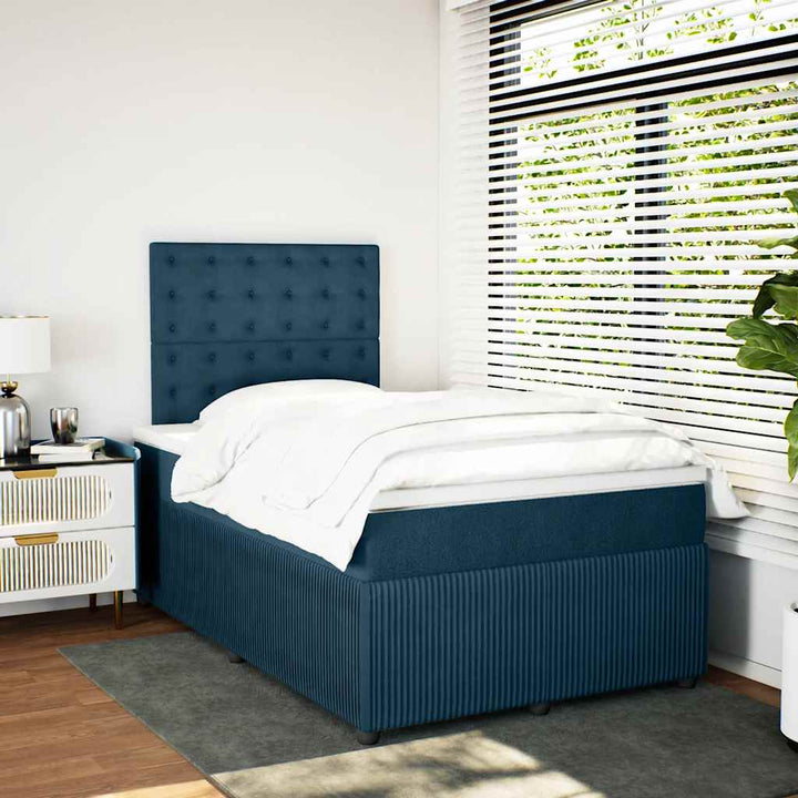 kontinentalseng med madras 120x190 cm velour mørkeblå