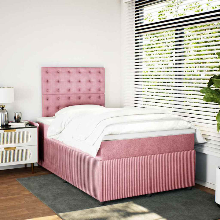 kontinentalseng med madras 120x190 cm velour lyserød