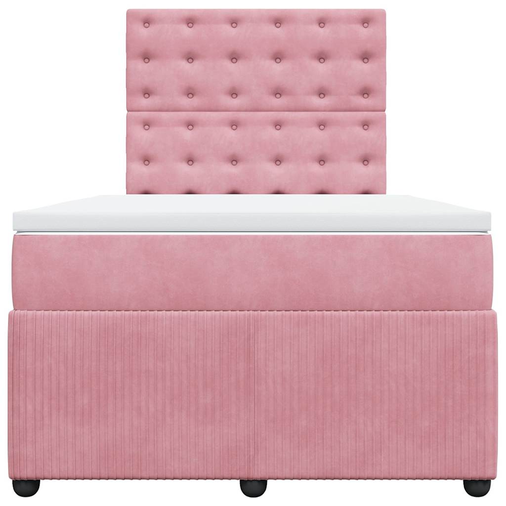 kontinentalseng med madras 120x190 cm velour lyserød