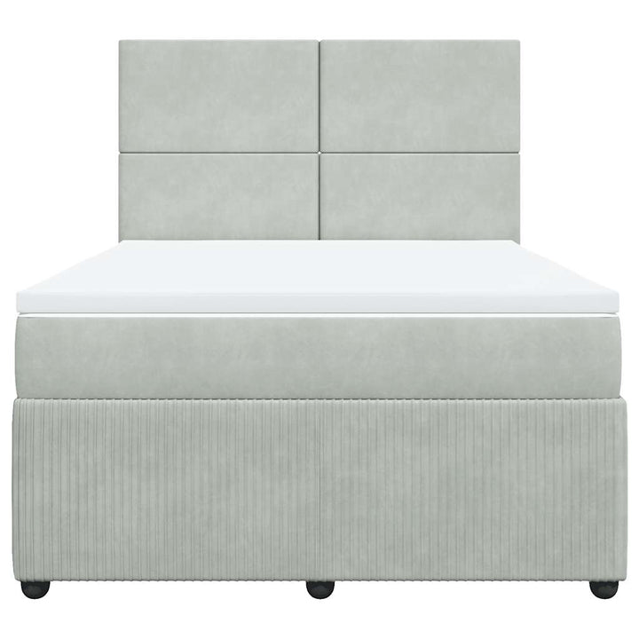 kontinentalseng med madras 140x190 fløjl lysegrå