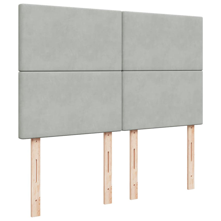 kontinentalseng med madras 140x190 fløjl lysegrå