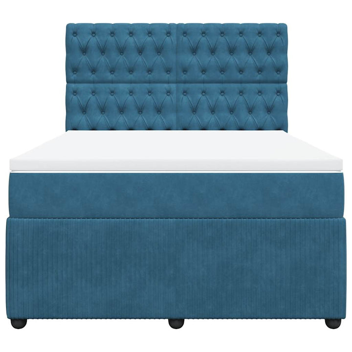 kontinentalseng med madras 140x200 cm fløjl mørkeblå