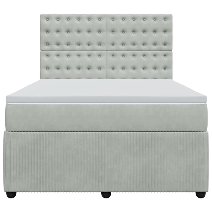 kontinentalseng med madras 140x200 cm fløjl lysegrå