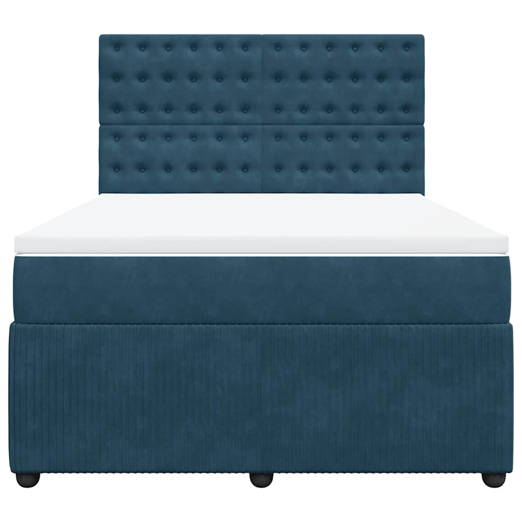 kontinentalseng med madras 140x200 cm fløjl mørkeblå