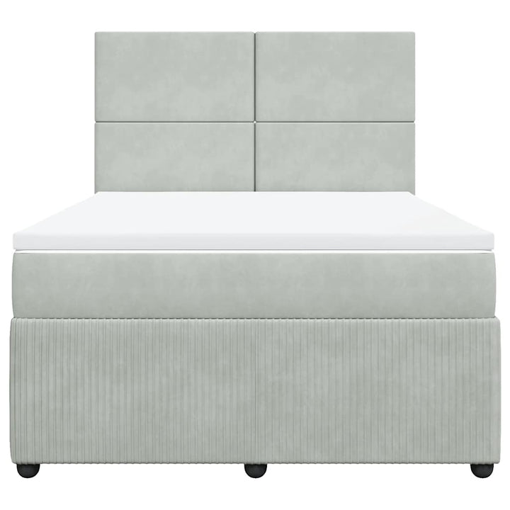 kontinentalseng med madras 160x200 cm fløjl lysegrå