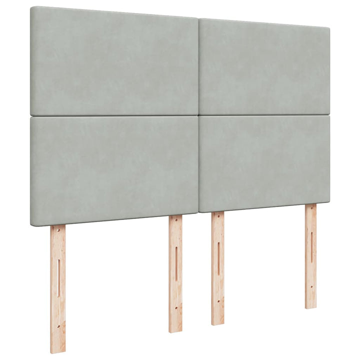 kontinentalseng med madras 160x200 cm fløjl lysegrå