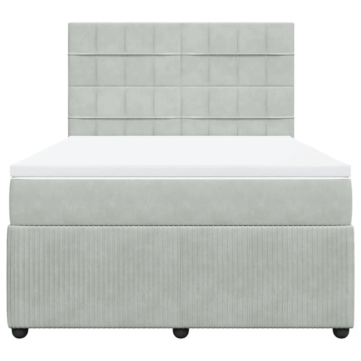 kontinentalseng med madras 160x200 cm fløjl lysegrå