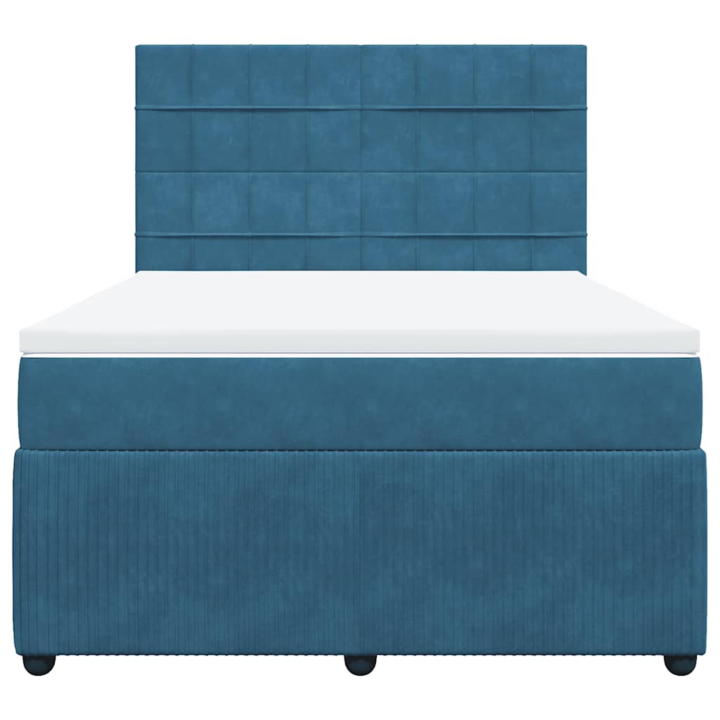 kontinentalseng med madras 160x200 cm fløjl mørkeblå