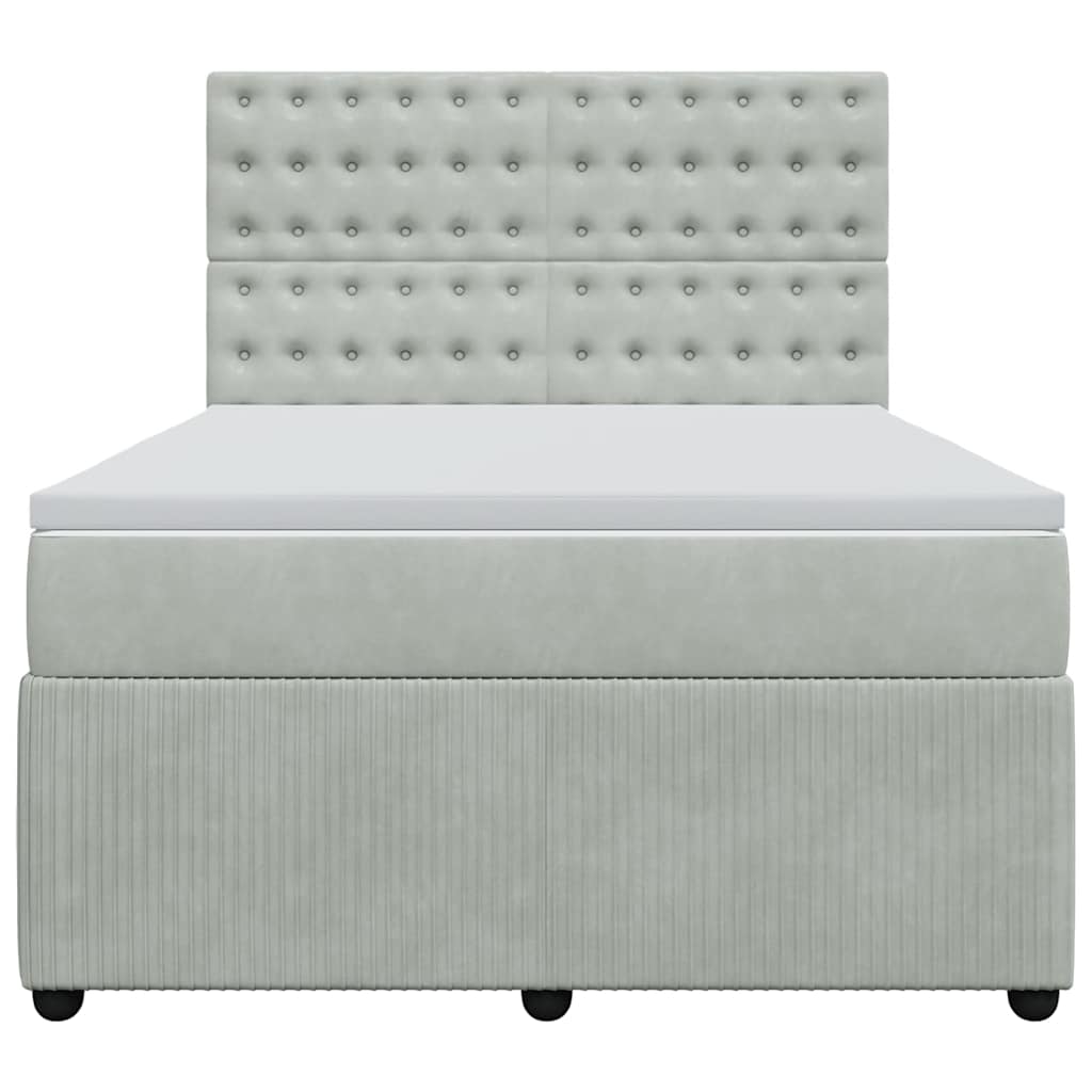 kontinentalseng med madras 160x200 cm fløjl lysegrå