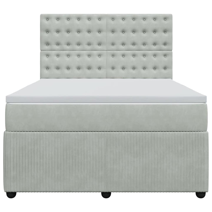 kontinentalseng med madras 160x200 cm fløjl lysegrå