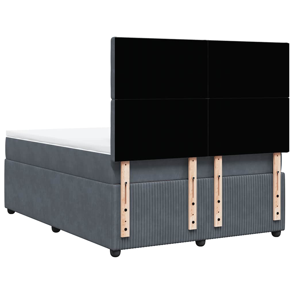 kontinentalseng med madras 160x200 cm fløjl mørkegrå