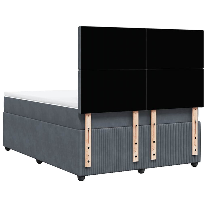 kontinentalseng med madras 160x200 cm fløjl mørkegrå