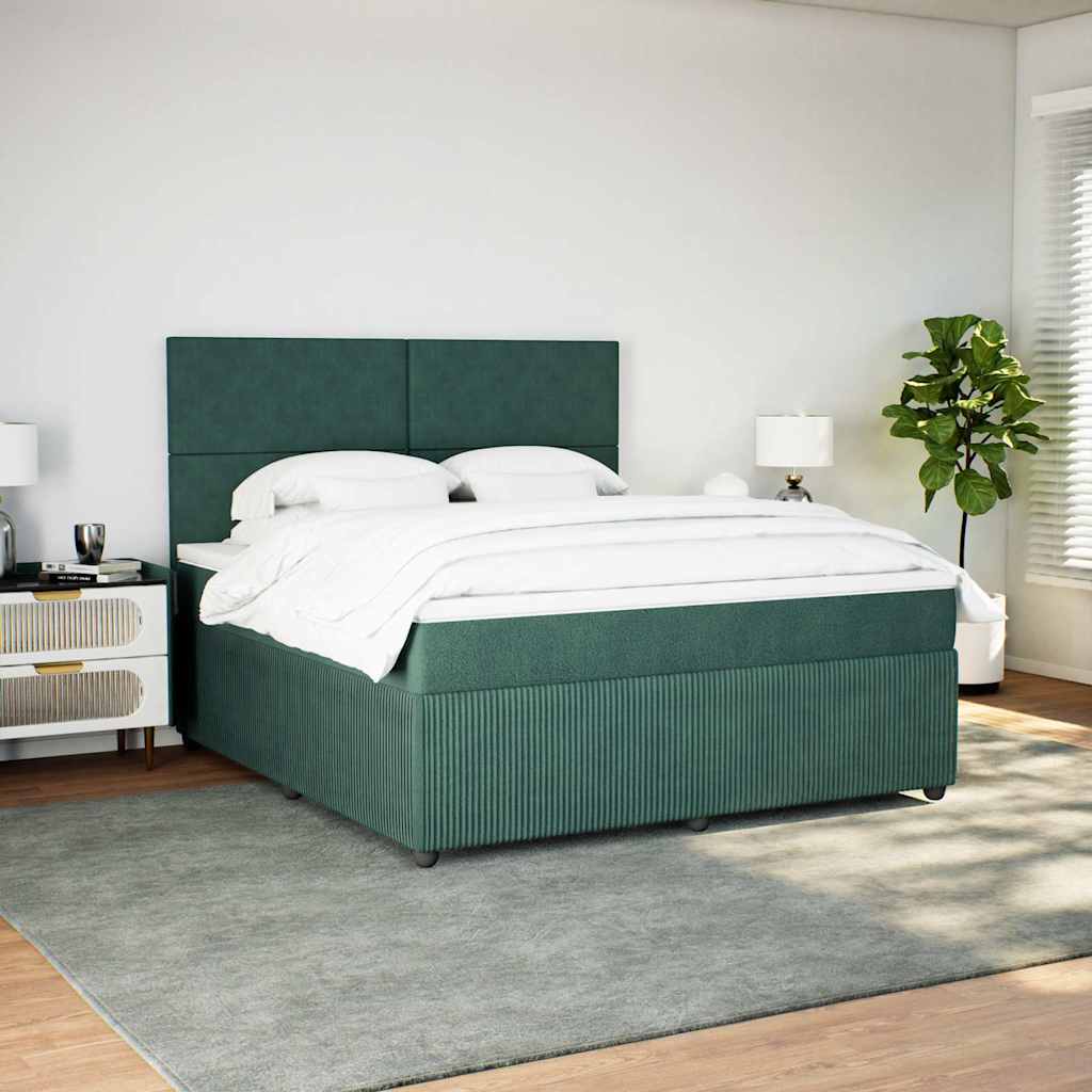 kontinentalseng med madras 180x200 cm fløjl mørkegrøn