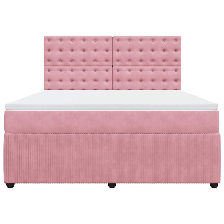 kontinentalseng med madras 180x200 cm fløjl lyserød