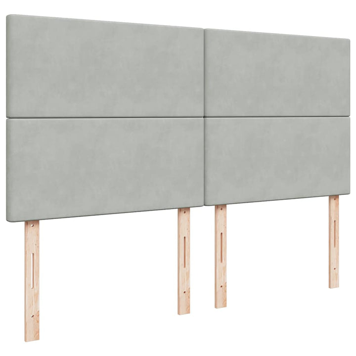 kontinentalseng med madras 200x200 cm fløjl lysegrå