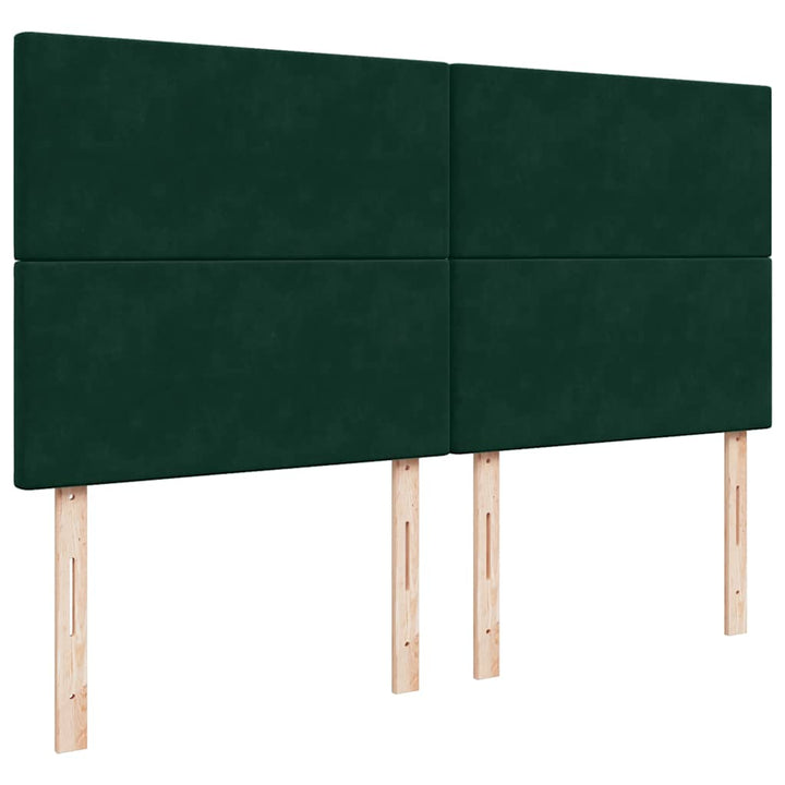 kontinentalseng med madras 200x200 cm fløjl mørkegrøn
