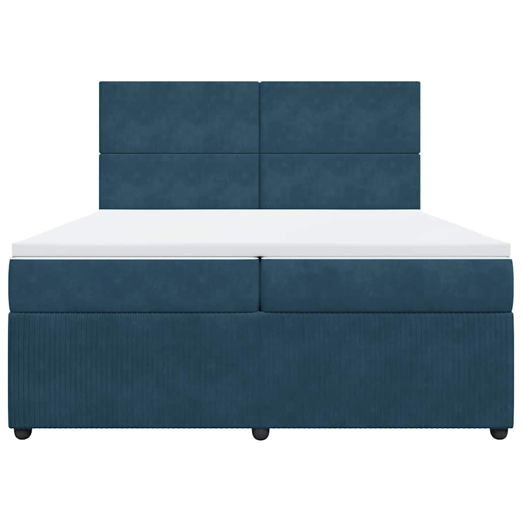 kontinentalseng med madras 200x200 cm fløjl mørkeblå