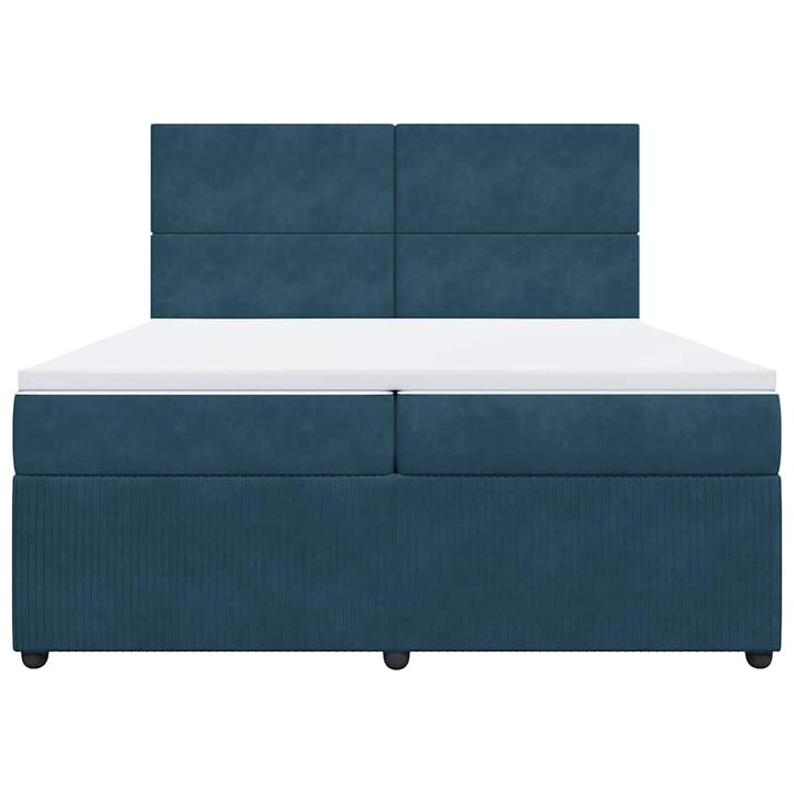 kontinentalseng med madras 200x200 cm fløjl mørkeblå