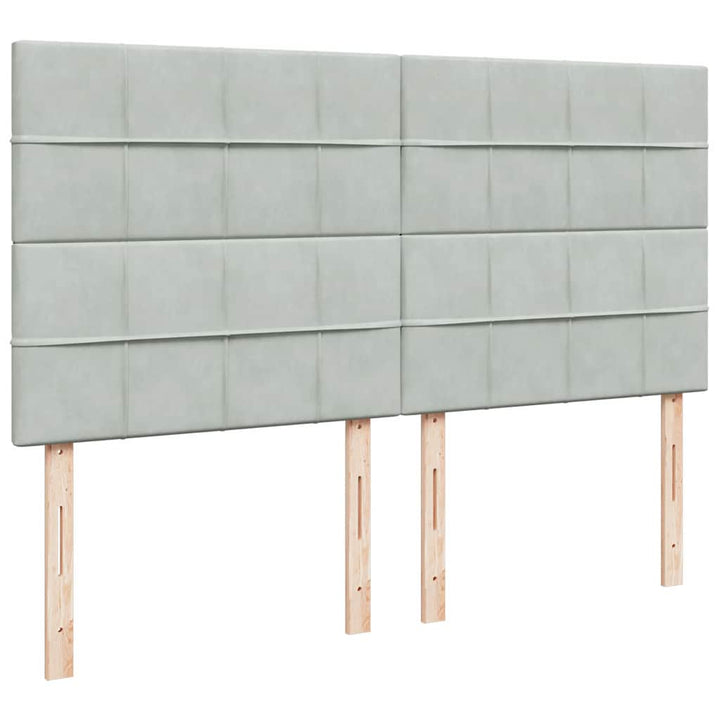 kontinentalseng med madras 200x200 cm fløjl lysegrå