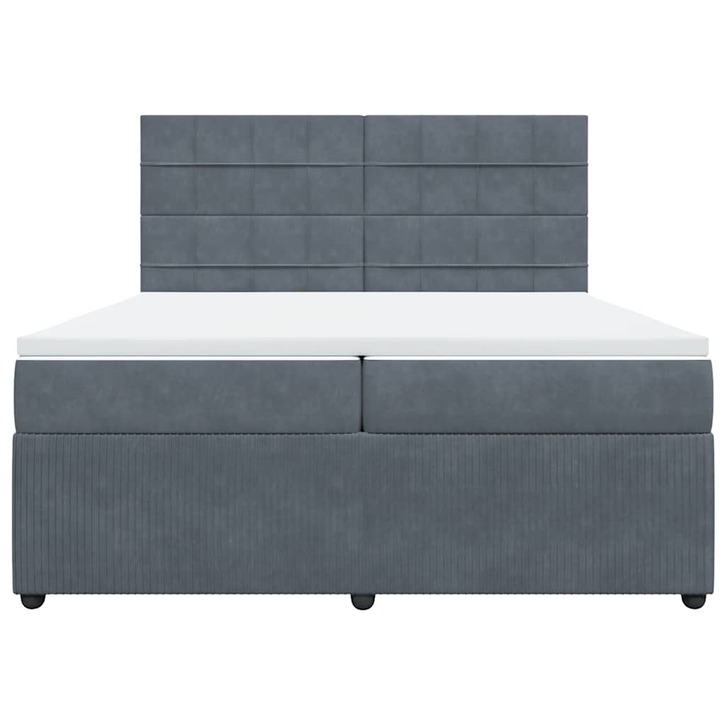 kontinentalseng med madras 200x200 cm fløjl mørkegrå