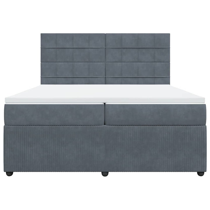 kontinentalseng med madras 200x200 cm fløjl mørkegrå