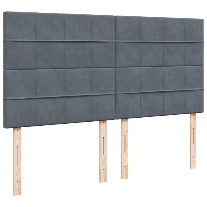 kontinentalseng med madras 200x200 cm fløjl mørkegrå