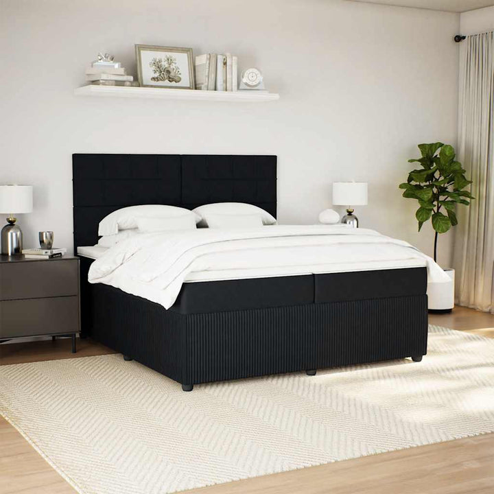 kontinentalseng med madras 200x200 cm fløjl sort