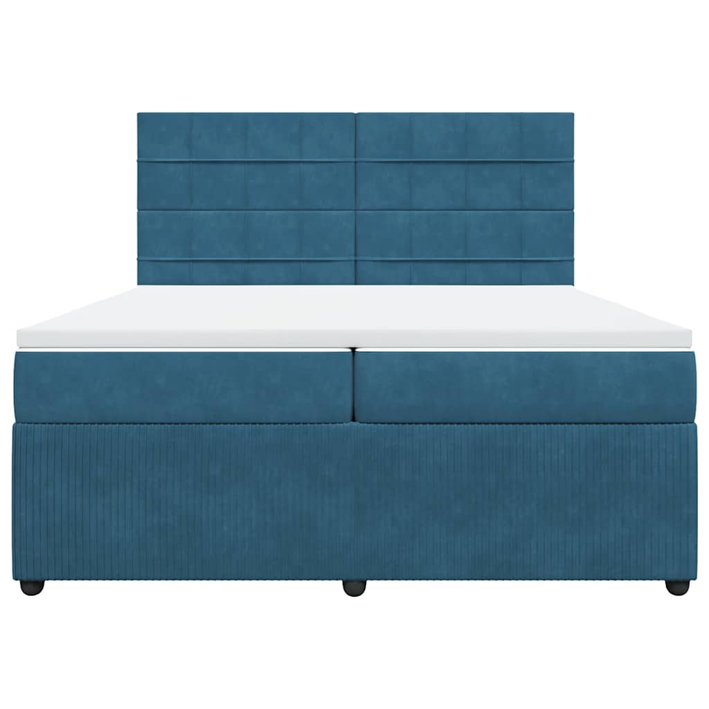 kontinentalseng med madras 200x200 cm fløjl mørkeblå