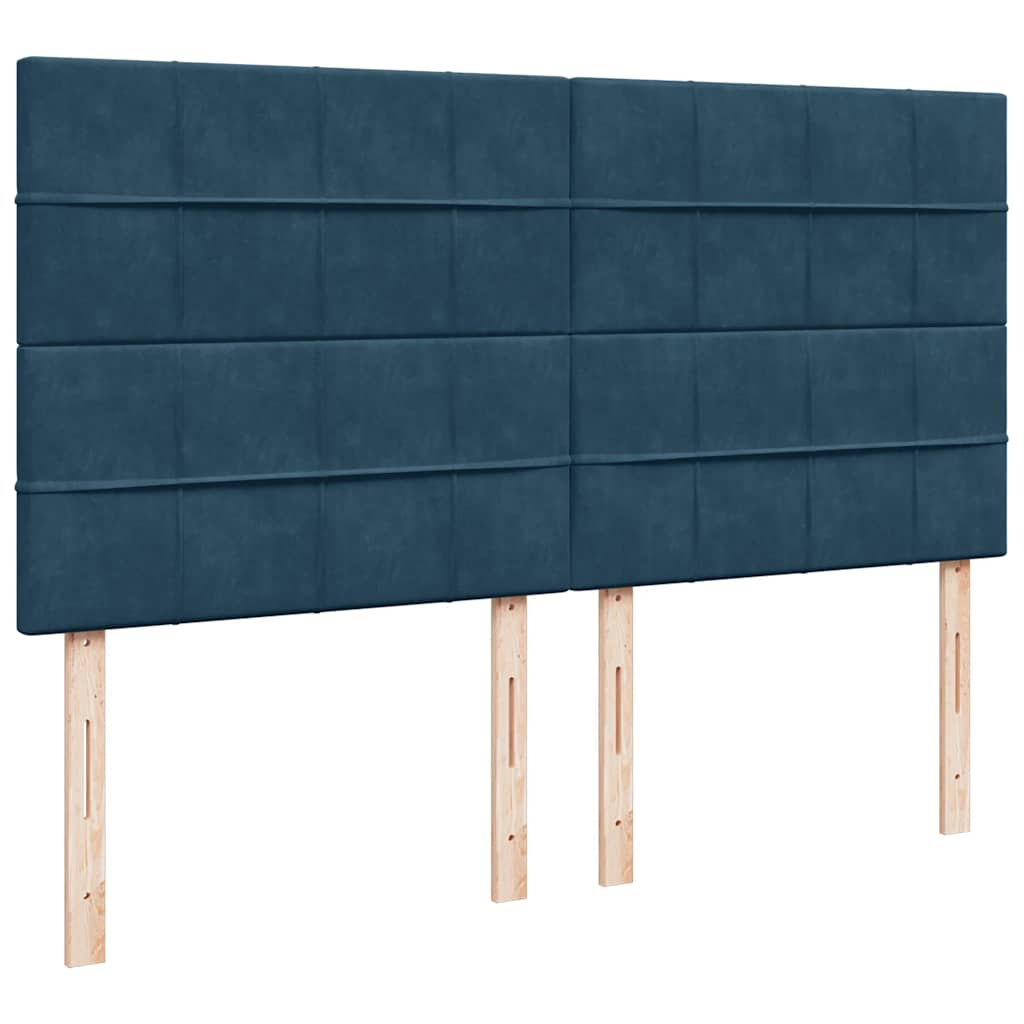 kontinentalseng med madras 200x200 cm fløjl mørkeblå