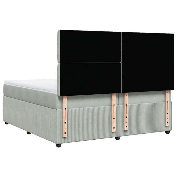 kontinentalseng med madras 200x200 cm fløjl lysegrå