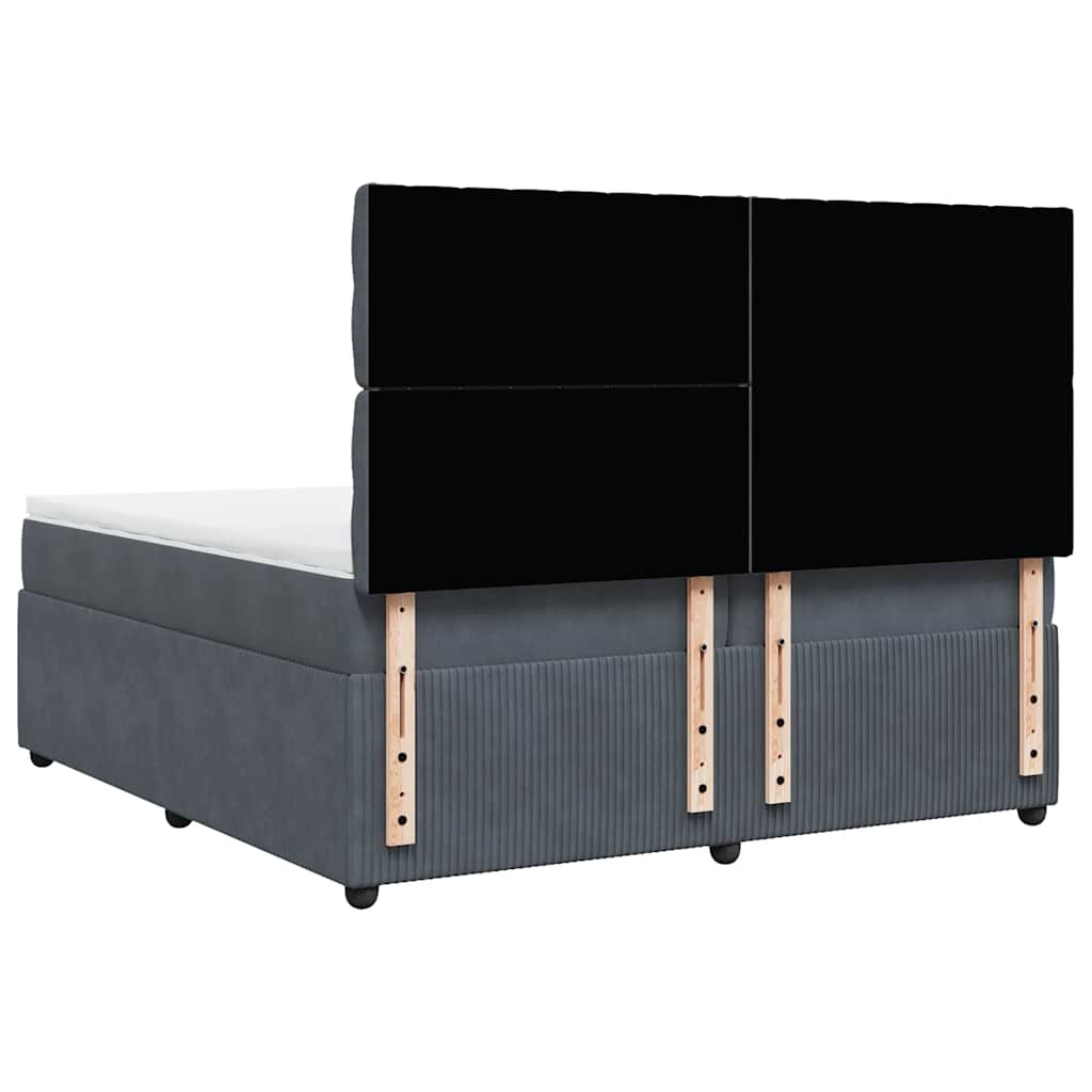 kontinentalseng med madras 200x200 cm fløjl mørkegrå