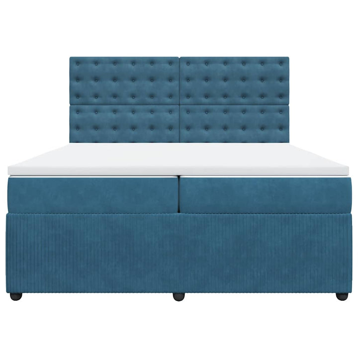 kontinentalseng med madras 200x200 cm fløjl mørkeblå