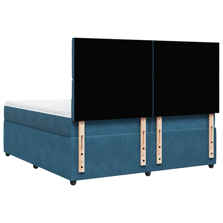 kontinentalseng med madras 200x200 cm fløjl mørkeblå